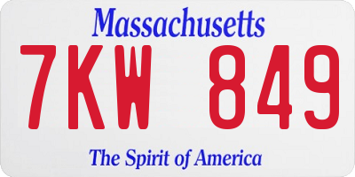 MA license plate 7KW849