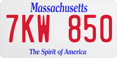 MA license plate 7KW850