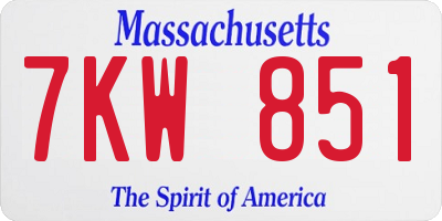 MA license plate 7KW851