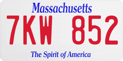MA license plate 7KW852