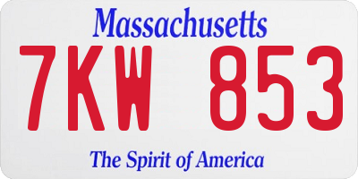 MA license plate 7KW853