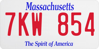 MA license plate 7KW854