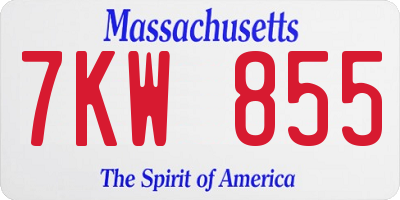 MA license plate 7KW855