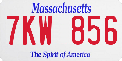 MA license plate 7KW856