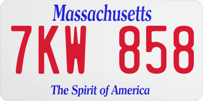 MA license plate 7KW858