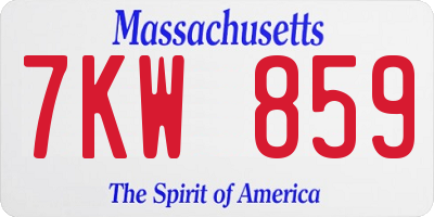 MA license plate 7KW859