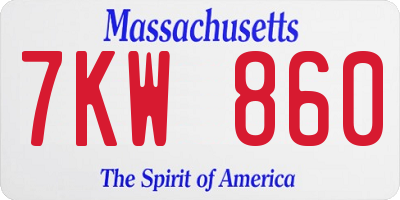 MA license plate 7KW860