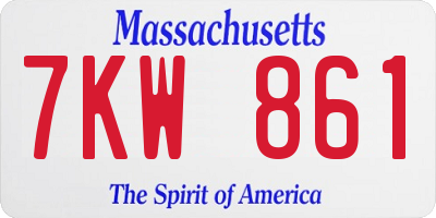 MA license plate 7KW861