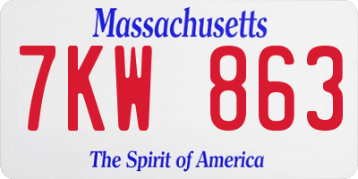 MA license plate 7KW863
