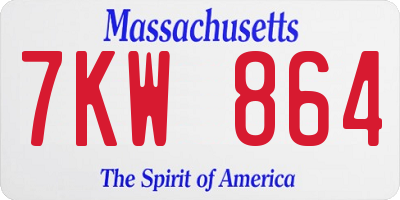 MA license plate 7KW864