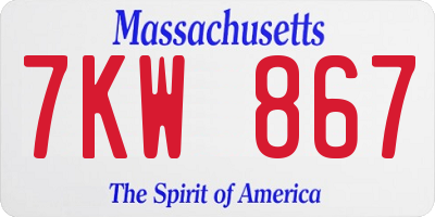 MA license plate 7KW867