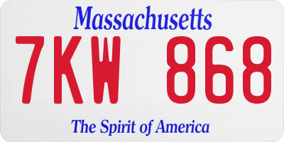MA license plate 7KW868