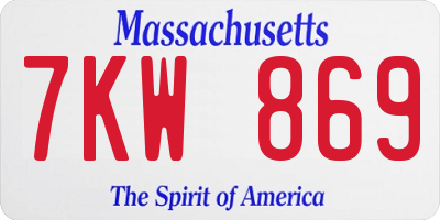 MA license plate 7KW869