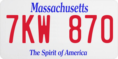MA license plate 7KW870