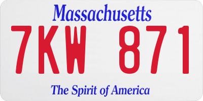 MA license plate 7KW871