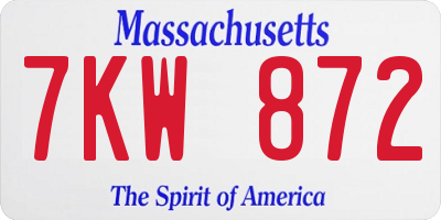 MA license plate 7KW872