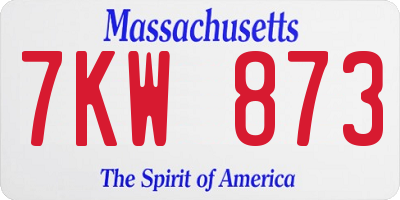 MA license plate 7KW873
