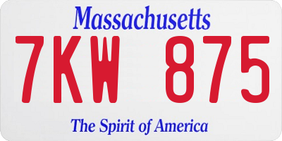 MA license plate 7KW875
