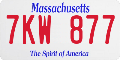 MA license plate 7KW877