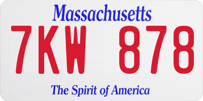MA license plate 7KW878
