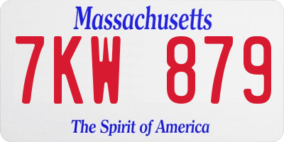 MA license plate 7KW879