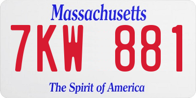 MA license plate 7KW881