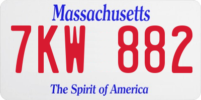 MA license plate 7KW882