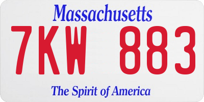 MA license plate 7KW883