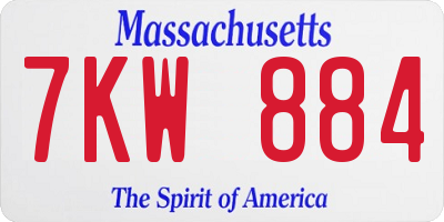 MA license plate 7KW884