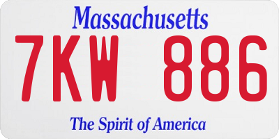 MA license plate 7KW886
