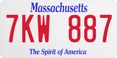 MA license plate 7KW887