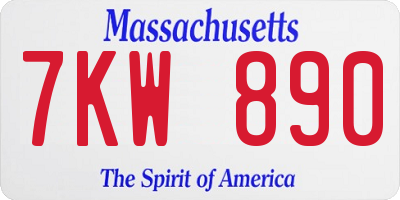 MA license plate 7KW890
