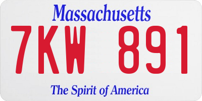 MA license plate 7KW891
