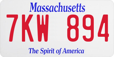 MA license plate 7KW894