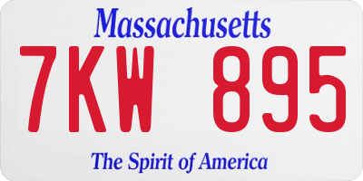 MA license plate 7KW895