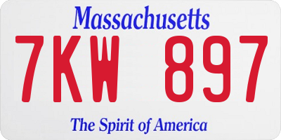 MA license plate 7KW897