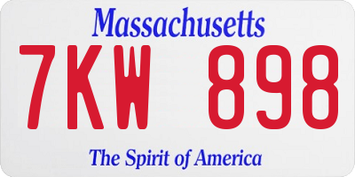 MA license plate 7KW898