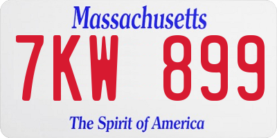 MA license plate 7KW899