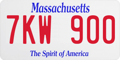 MA license plate 7KW900
