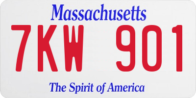 MA license plate 7KW901