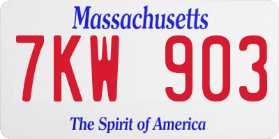 MA license plate 7KW903