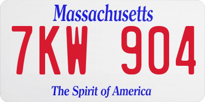 MA license plate 7KW904