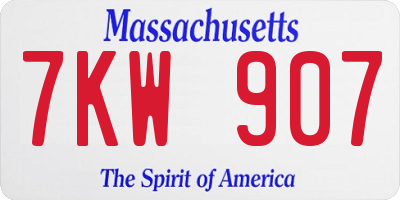 MA license plate 7KW907