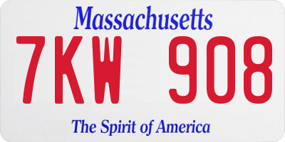 MA license plate 7KW908