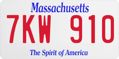 MA license plate 7KW910