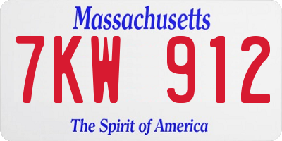 MA license plate 7KW912