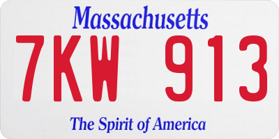MA license plate 7KW913