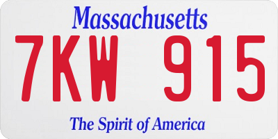 MA license plate 7KW915