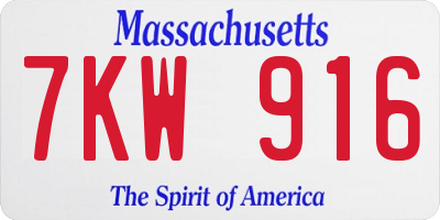 MA license plate 7KW916