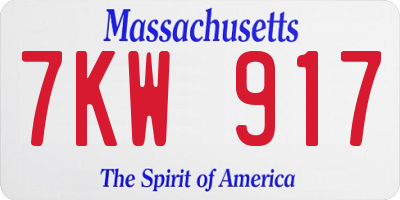 MA license plate 7KW917